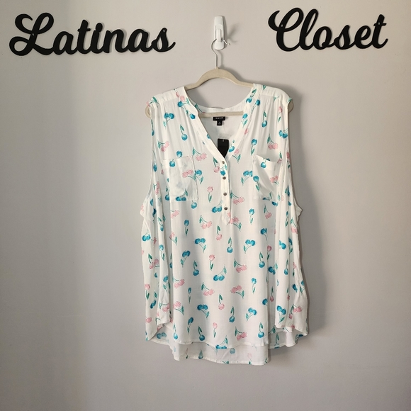 Torrid Harper Rayon Slub Pullover‎ Cherry Print Sleeveless Top Size 4X NWT - Picture 4 of 10